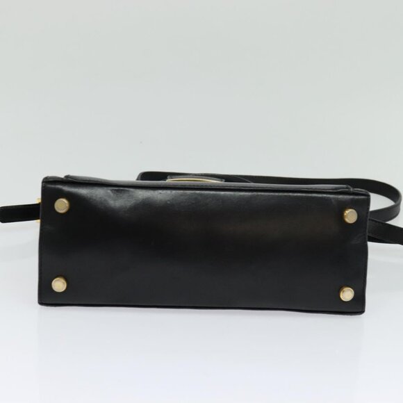 Salvatore Ferragamo Hand Bag Leather 2way Black Gold Auth BD1103 - Picture 6 of 16